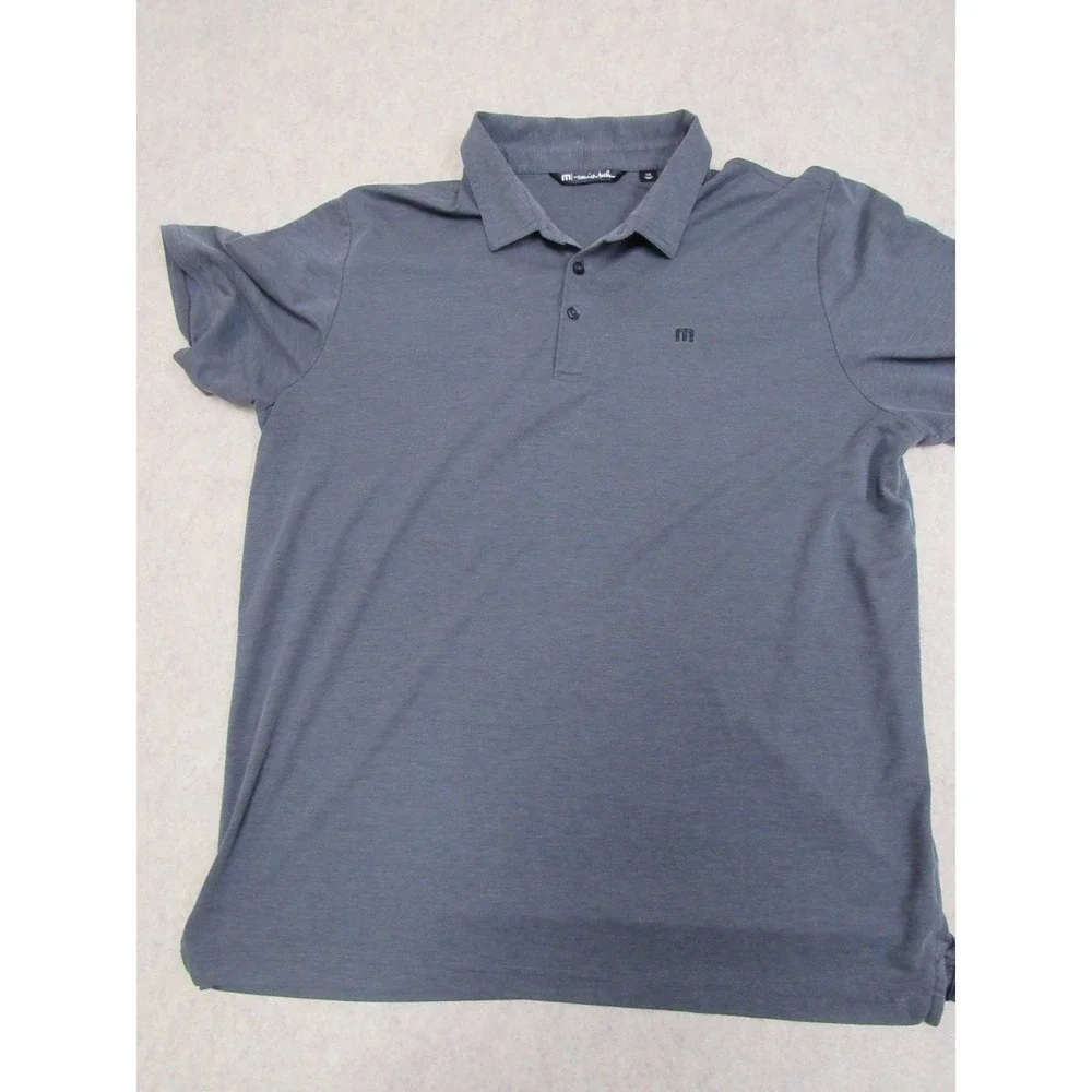 Travis Mathew Zinna‎ Mens XXL Blue Gray Heather Pique Performance Polo Shirt